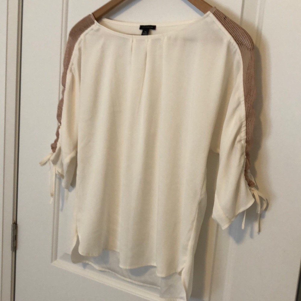 Ivory Ann Taylor blouse with mesh accent